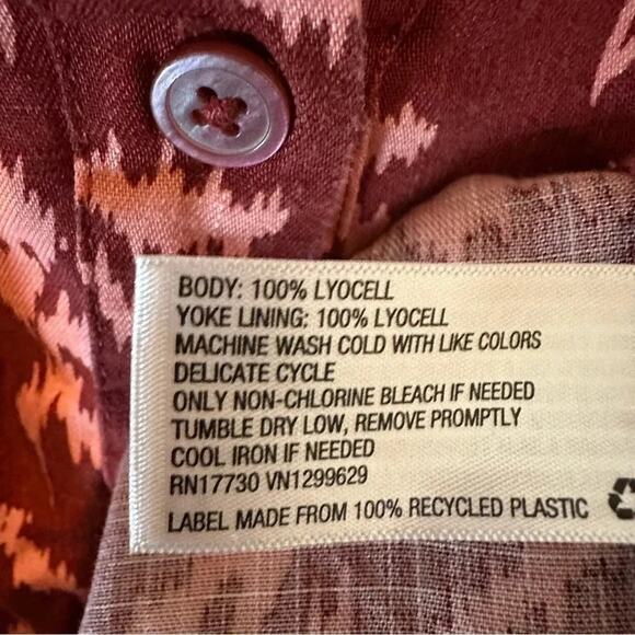 Knox Rose women’s Dark red and pink Button up Long Sleeve Blouse plus size - Picture 5 of 9